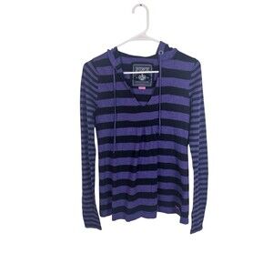 Victoria’s Secret PINK Y2K Purple Striped Long Sleeve Shirt Hooded Medium